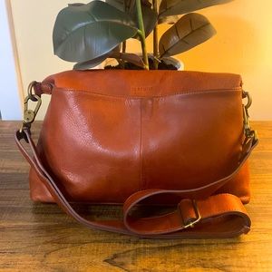 Margot Double Zipper Brown Leather Bag